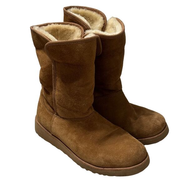 UGG Women's Amie Slim Short Wedge Boots Brown Size 6 - Picture 1 of 6